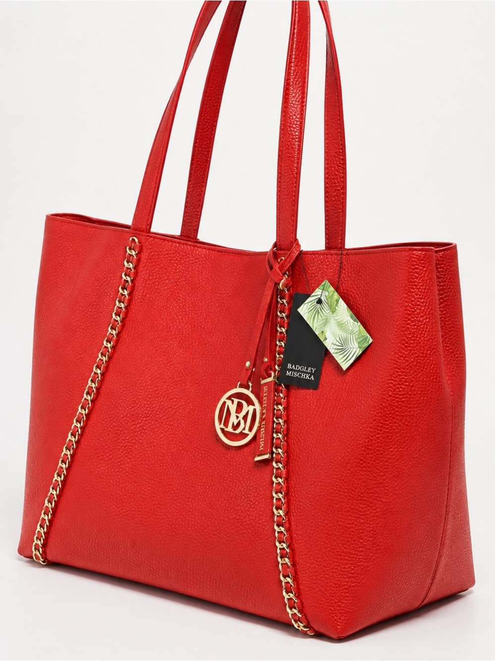 Badgley Mischka Red Decorative Chain Tote Bag NWT MSRP $139 - Picture 8 of 8